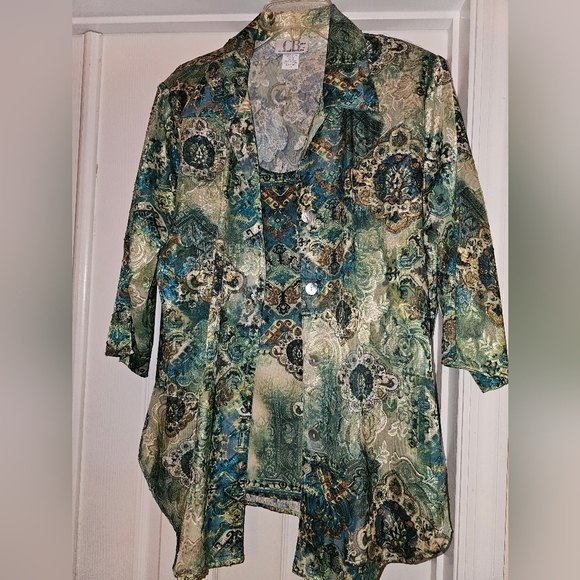 NEW BUTTON DOWN ONE PIECE SHIRT COORDINATE SET PLUS SIZE 1XL - Picture 1 of 5